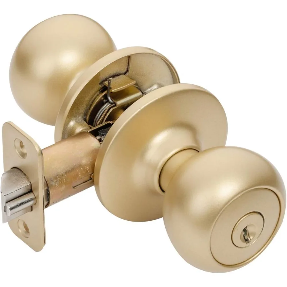 مجموعة مقابض الأبواب المستديرة المصنوعة من النحاس الساتان مكونة من 4 قطع، أجهزة باب الدخول مع تصميم الانطباعات، جودة ممتازة #2