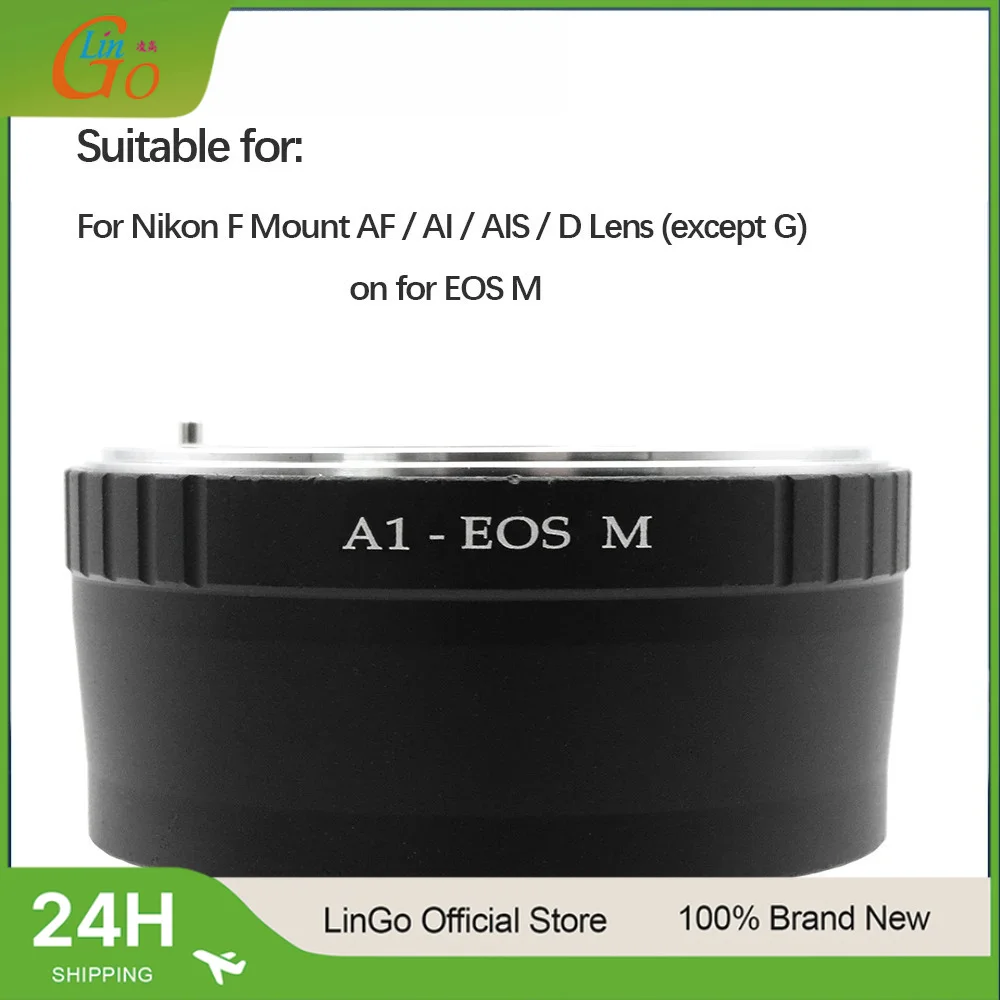 LinGo AI-EOS M Mount Adapter Ring For Nikon F Mount Lens To For Canon EF-M EOS M100 M10 M6 M5 M3 M2 M Camera Adapter Ring