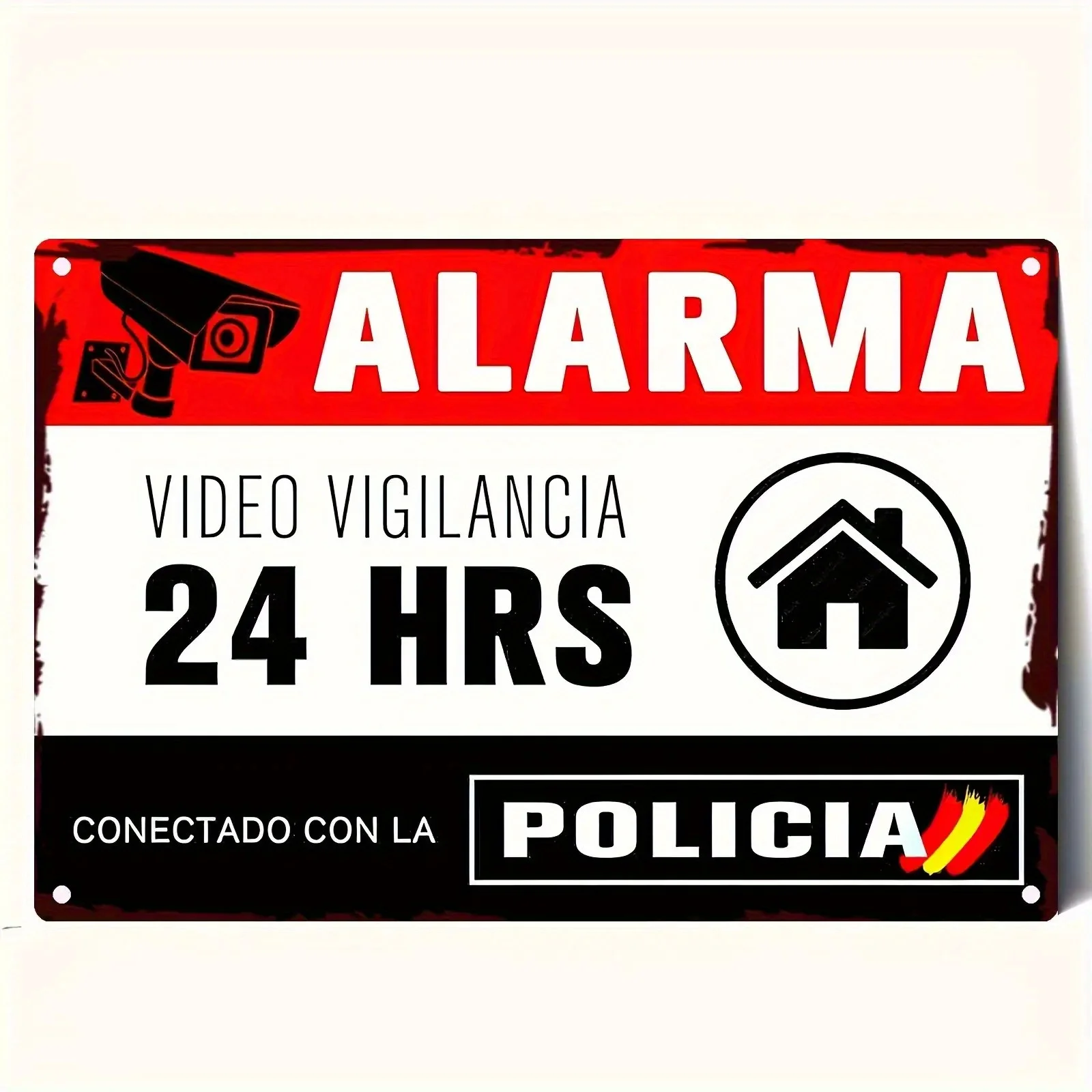 Security Camera Alarm Sign - Spanish Text 