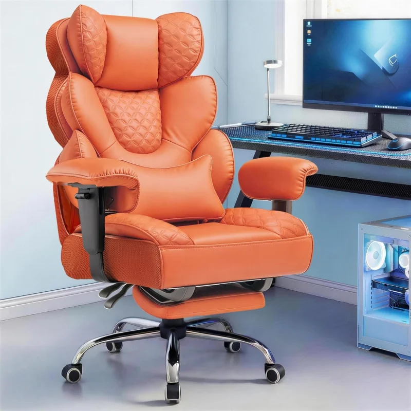 

Big & Tall Heavy Duty Gaming Chair – Ergonomic Racing, 150° Recline, Footrest, Lumbar Pillow & Mesh Esports
