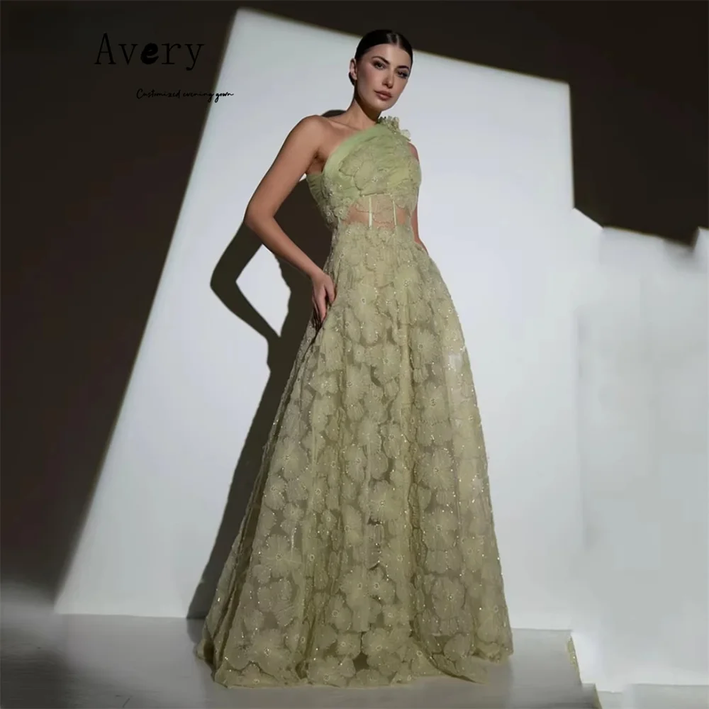 

Avery Custom Flower Off-shoulder Sleeveless A-line Elegant and Formal Women's Dresses Luxury Evening Dress 2025 Ball Gown Dress