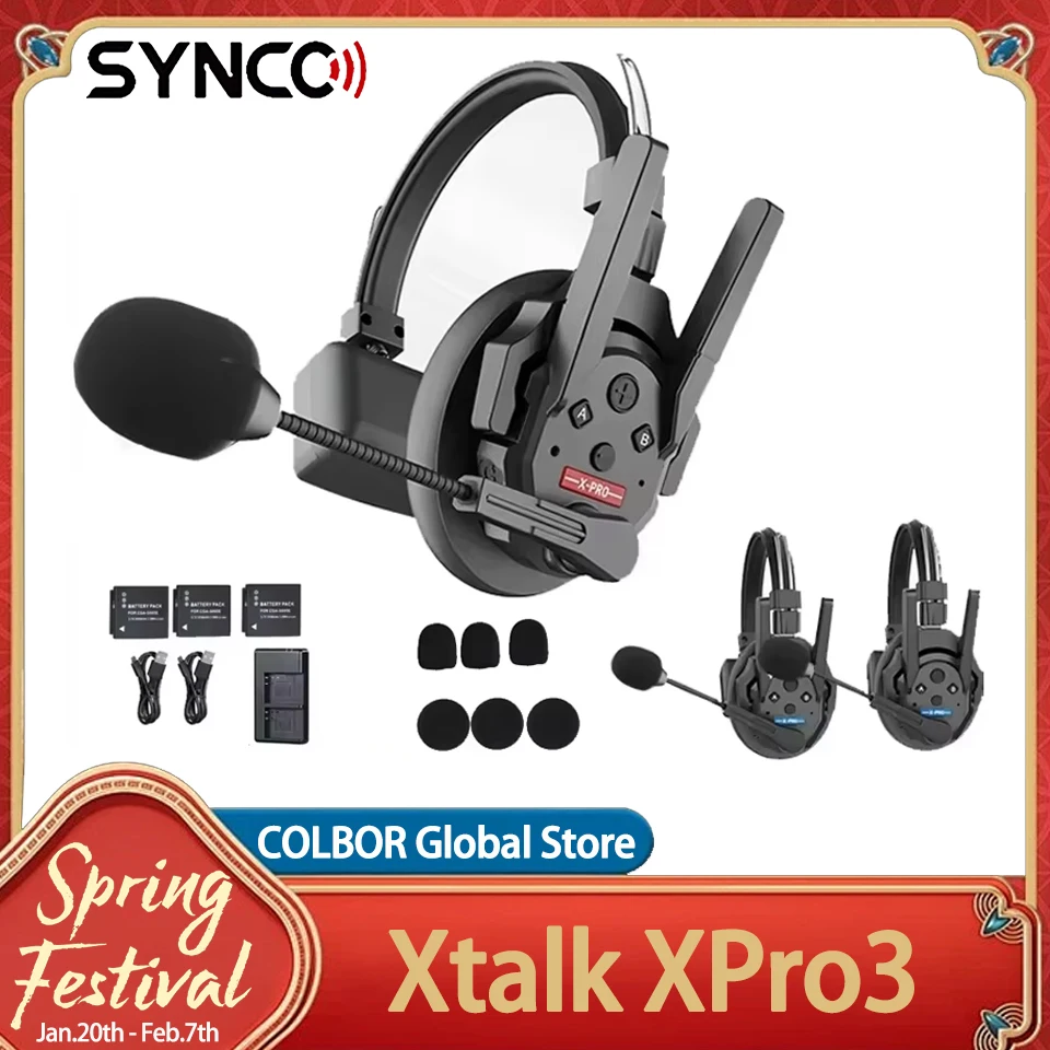 SYNCO Xtalk Xpro X3  2.4G Full-Duplex Single-Ear Reduction Remote Headset Wireless Intercom for Filmmaking Studio