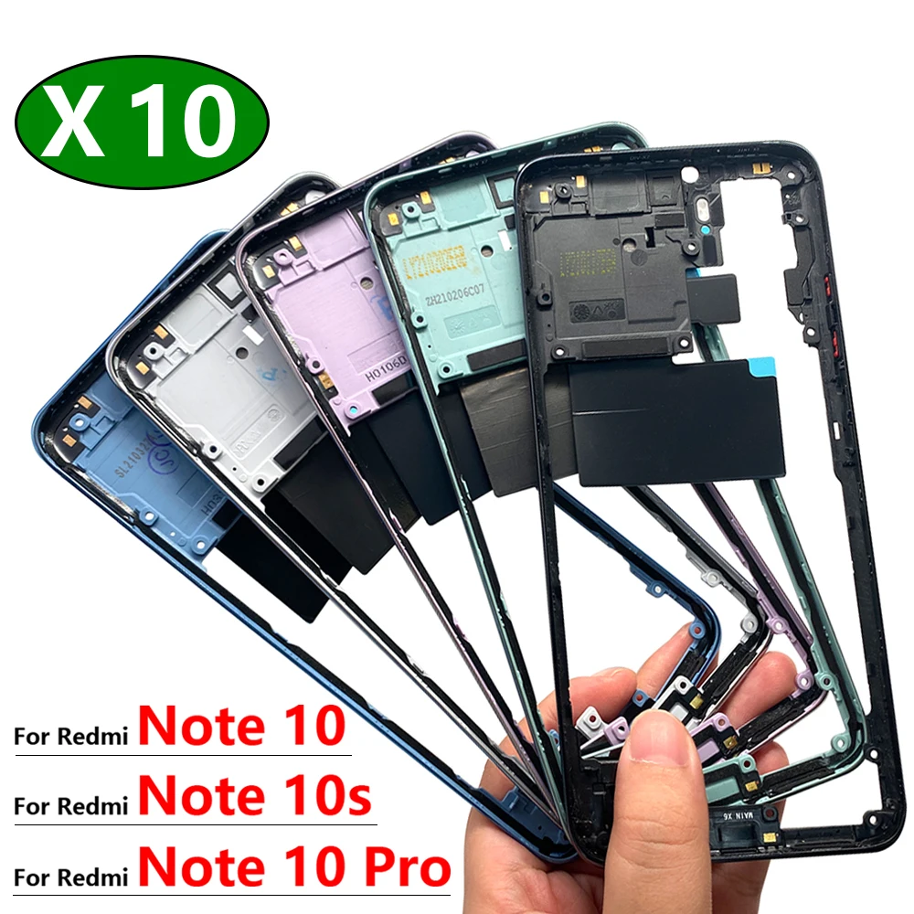 

10Pcs/Lot, New For Xiaomi Redmi Note 10 / Note 10s / Note 10 Pro Middle Frame Bezel Middle Plate Replacement Parts