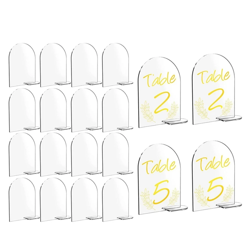 

20 Packs Blank Acrylic Numbers Signs With Stand 6X4 Inch Diy Arch Acrylic Stand Signs Wedding Reception Sign