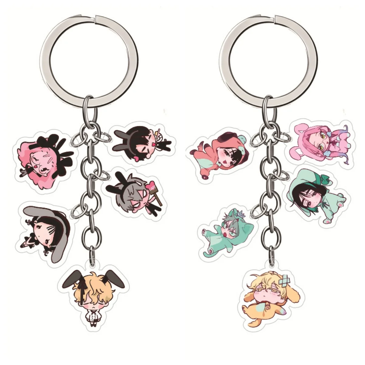 Alien Stage Acrylic Multi‑Charms Keychain Ivan Till Mizi Sua Chibi Key Ring Backpack Pendant Decor Manhwa Fans Collectible Gift