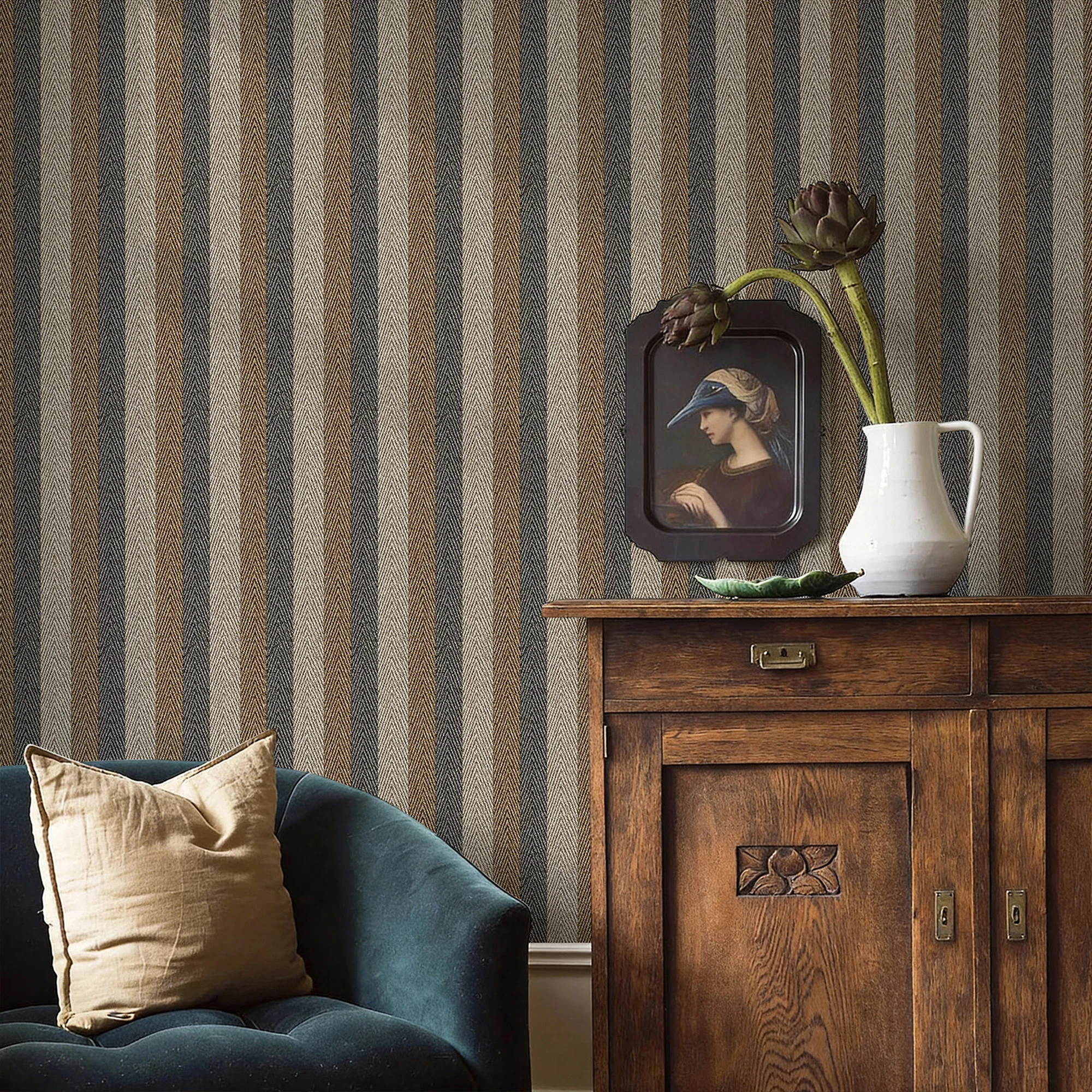 

brown Vertical texture self-adhesive wallpaper Brown twill adhesive vinyl wall sticker morden waterproof cabinet sticker