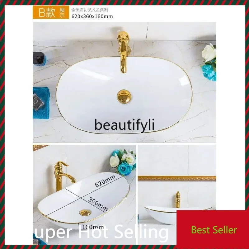 

f156 ss European Phnom Penh Platform Basin Oval Square Ceramic Washbasin Creative Washbasin