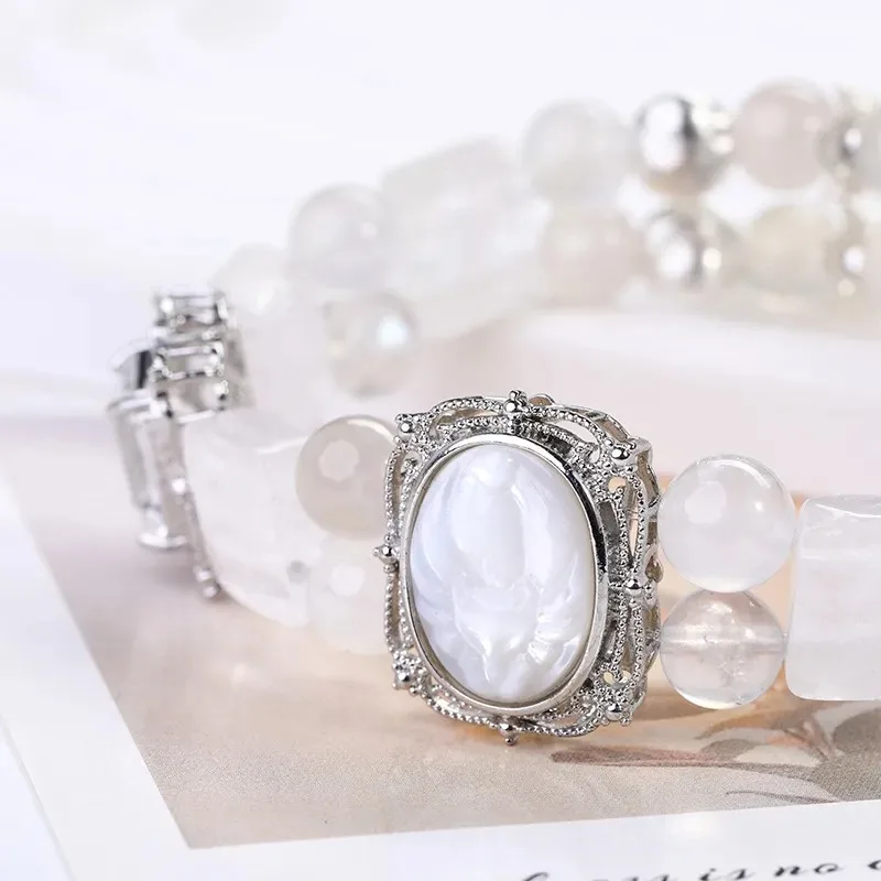[Rococo] DIY original fashion design natural blue moonlight crystal bracelet niche white ghost hand