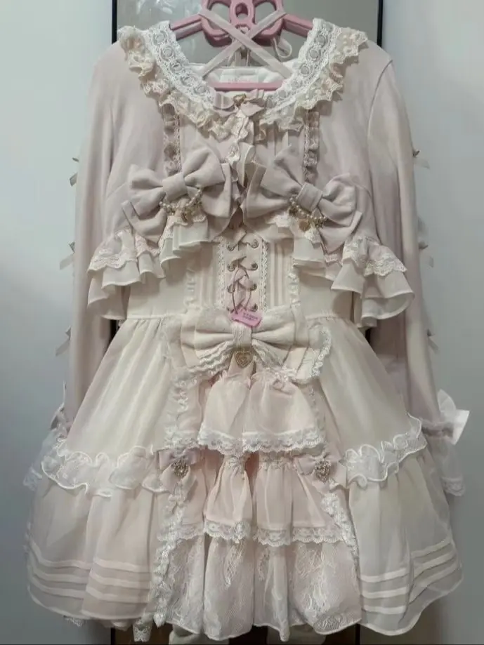 

New Japanese Liz Sweet Cute Lolita Lace Short Sleeve Princess Dress Spring and Summer Girls Women's Lace Bow Puffy Dresses