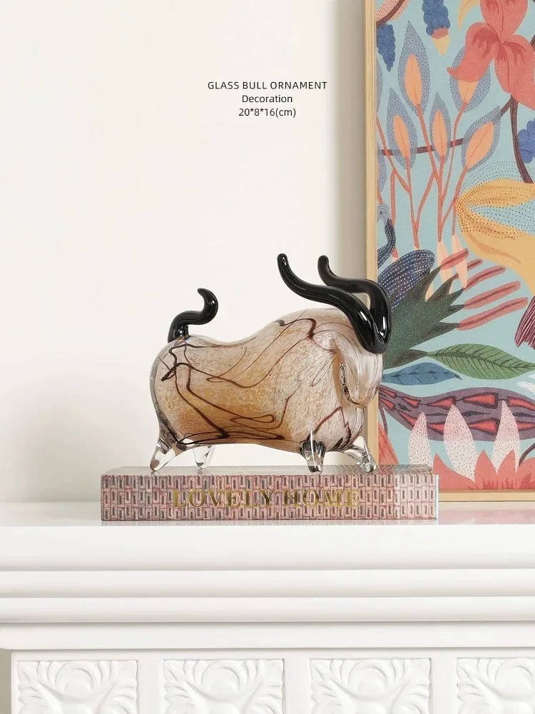 Niu Yun Heng Tong Zhaocai Glass Bull Ornament Desktop Living Room Decoration Sample Room Study Office