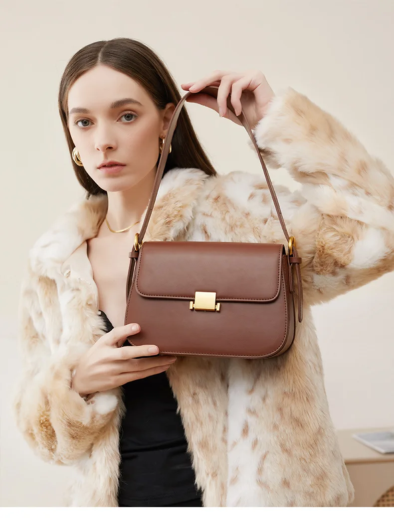 

Women's 2025 new crossbody bag tofu bag one-shoulder armpit bag high-end genuine leather saddle bag women's bag