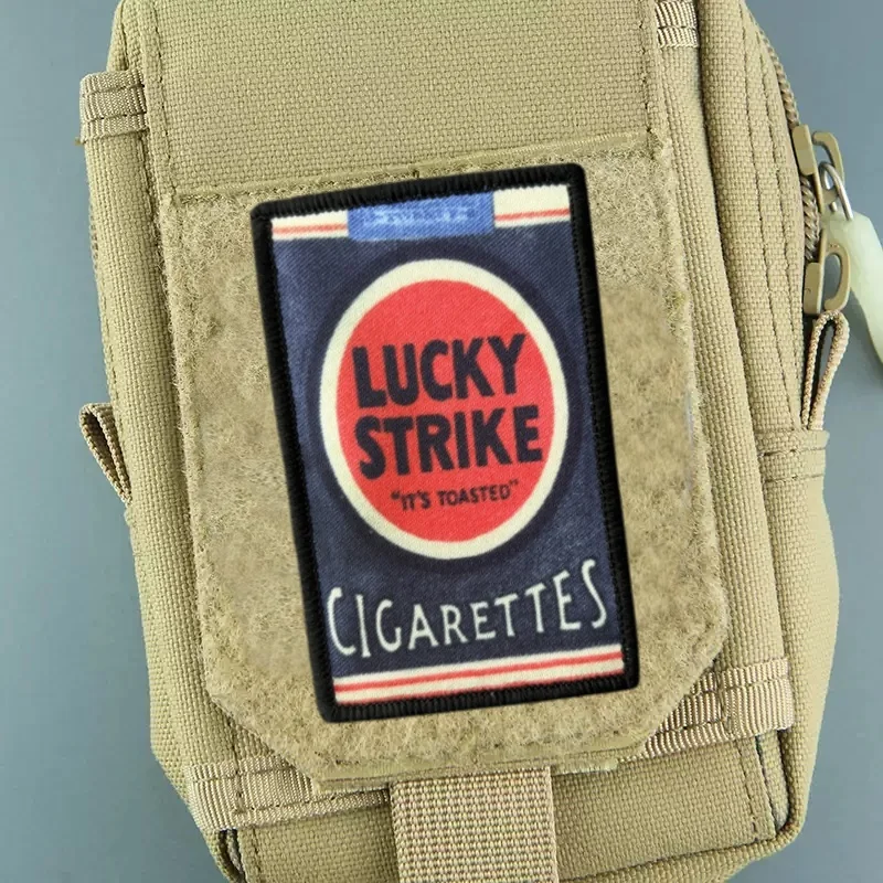 Lucky Strike Patch on Clothes Morale Badge Printed Armband Hook Loop Cigarettes Tactical Military Patches Backpack Sticker