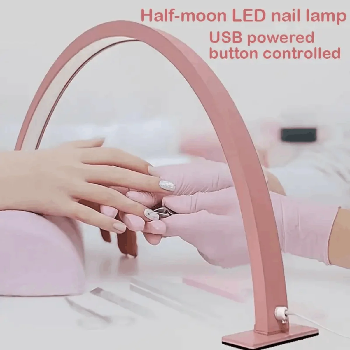 1 PC semi-circular LED nail light, USB plug in, three color+unlimited dimming, suitable for nail art