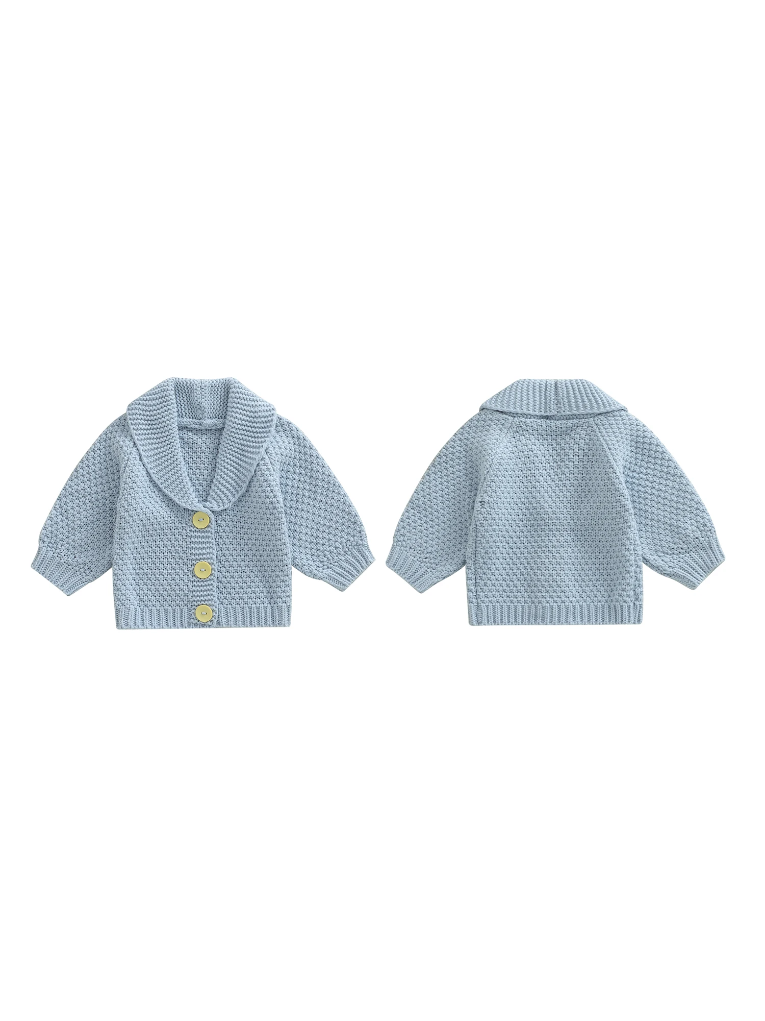 Cardigã de malha para bebês meninas elegantes cor sólida manga comprida com botões e gola