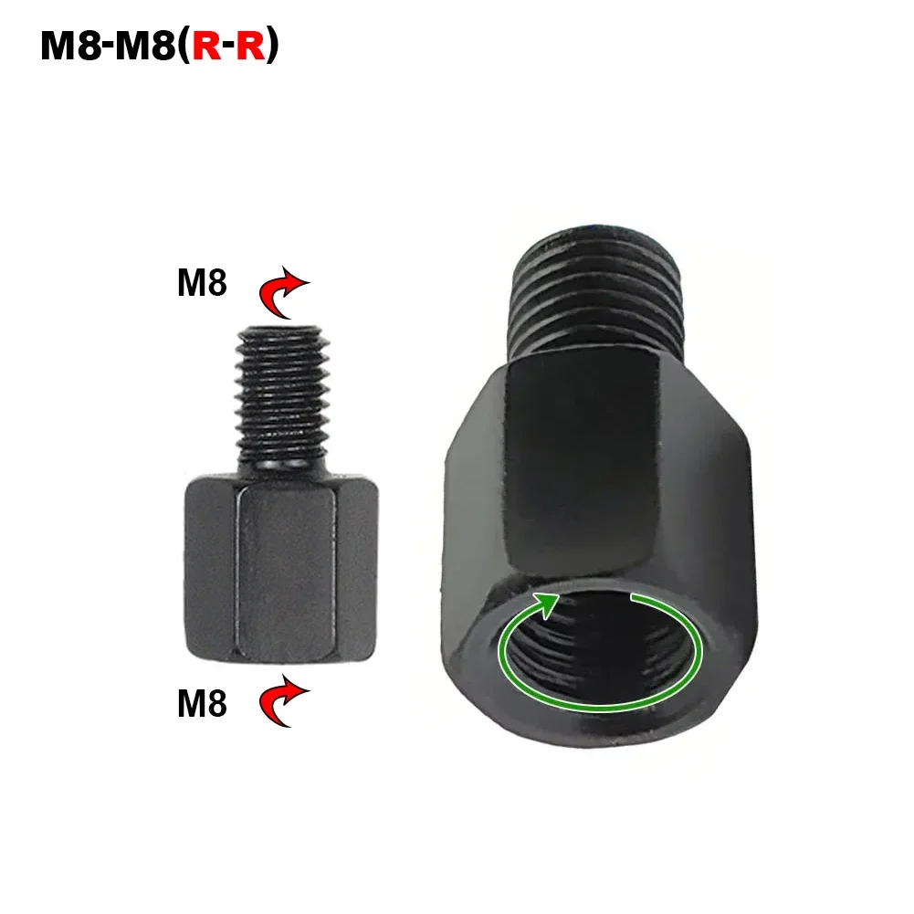 Rechts Links Gewinde Umwandlung Bolzen Schrauben Schwarz Spiegel Adapter M10 M8 10MM 8MM Motorrad Roller Rückspiegel Adapter