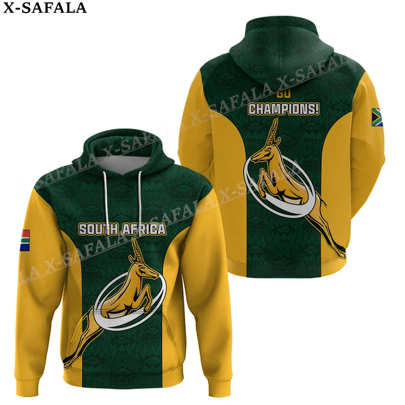 South Africa Country Flag Springboks 3D Print Zipper Hoodie Men Pullover Sweatshirt Hooded Jersey Tracksuits Outwear Casual-2