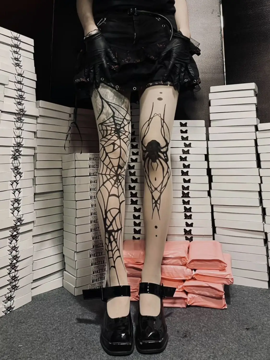 Halloween Spider Pattern Silk Stockings Gothic Vintage Dark Fishnet Tights Women Emo Alternative Sexy Spider Web Witch Pantyhose