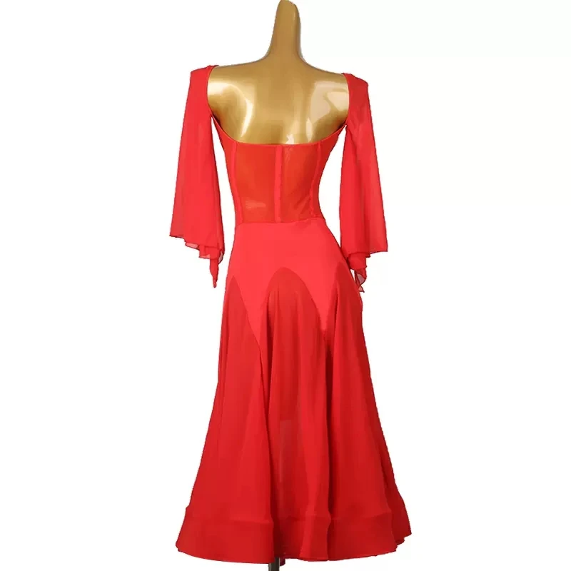 Dancing Hall Modern Dance International Performance Grade Clothing Samba Standard Dress High end Customized Red Skirt