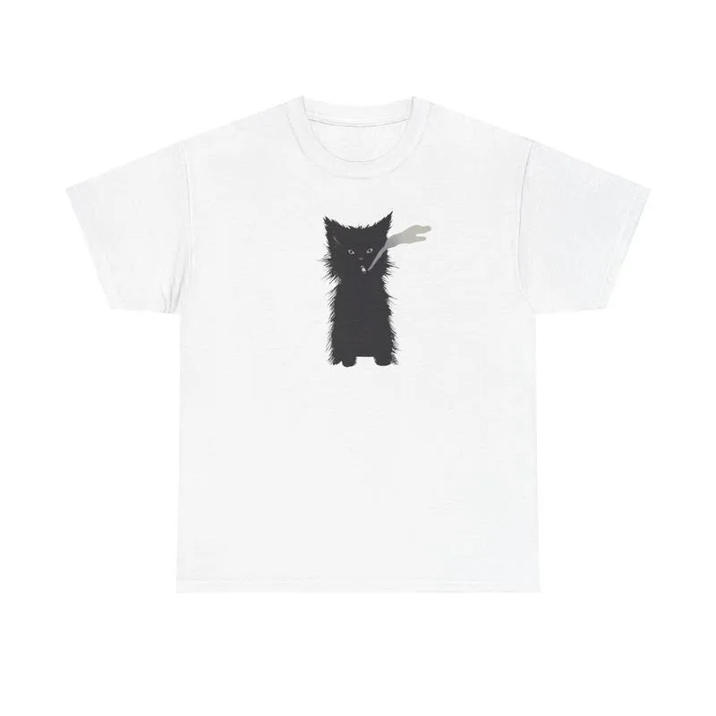 

Men’s Gothic Black Cat T-Shirt Funny Smoking Kitty Graphic Tee Streetwear Dark Humor Punk Edgy Animal Print Top 2025