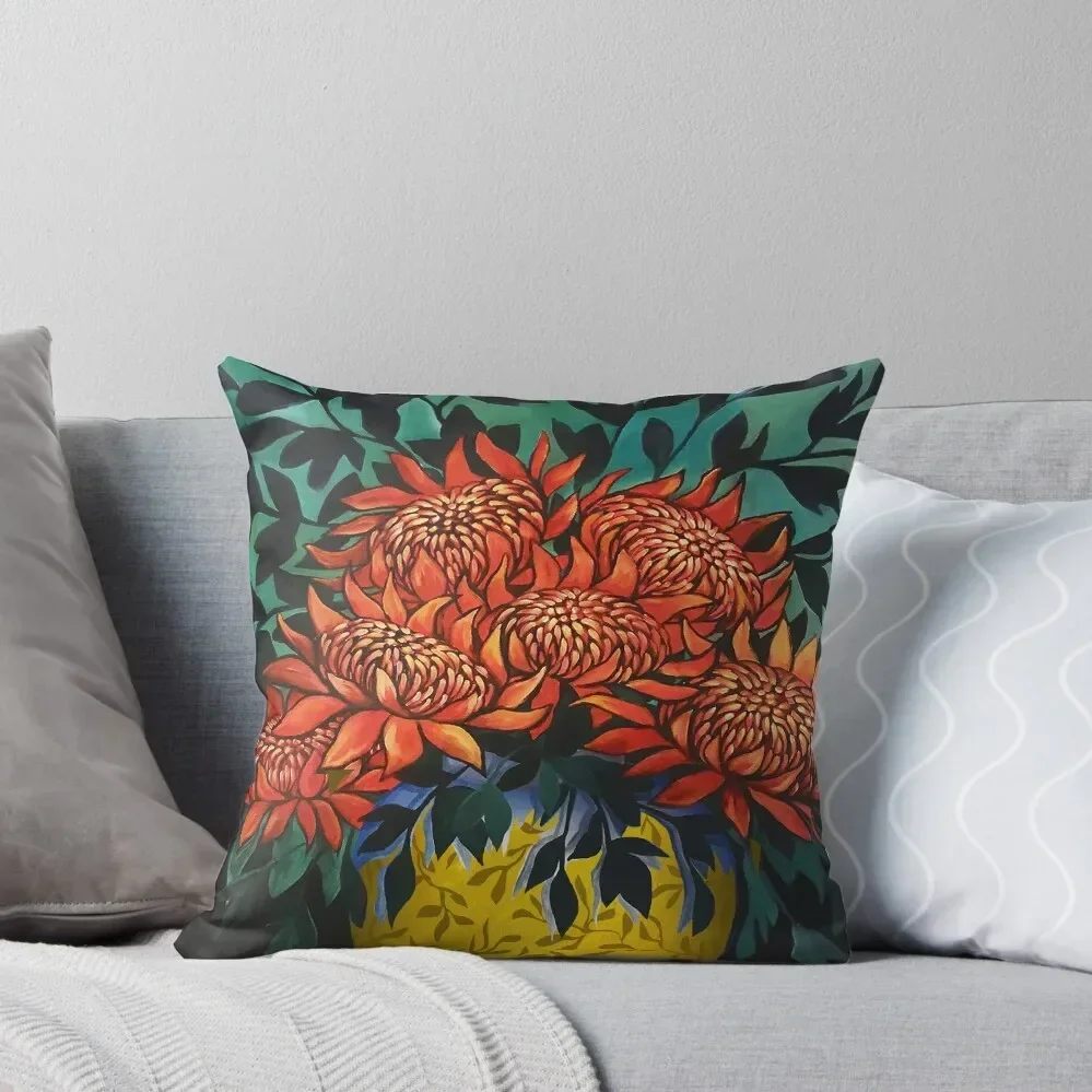 

A Vase of Waratahs Throw Pillow Pillows Aesthetic Christmas Pillows pillow