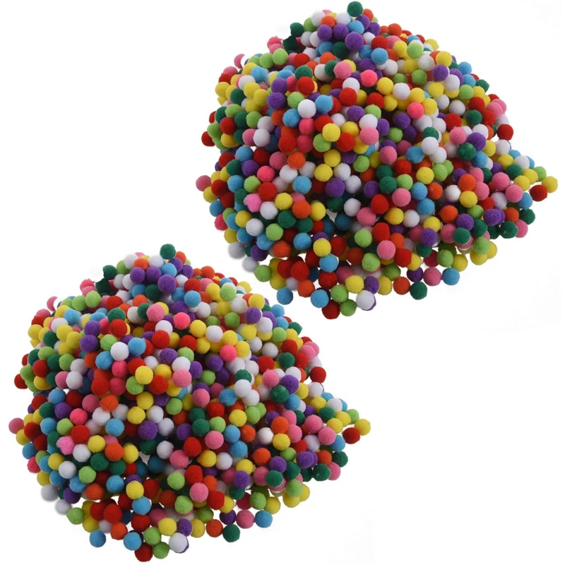 B05B-2000 Pcs 10Mm Mixed Color Soft  Pom Poms Pompoms For Kids Crafts