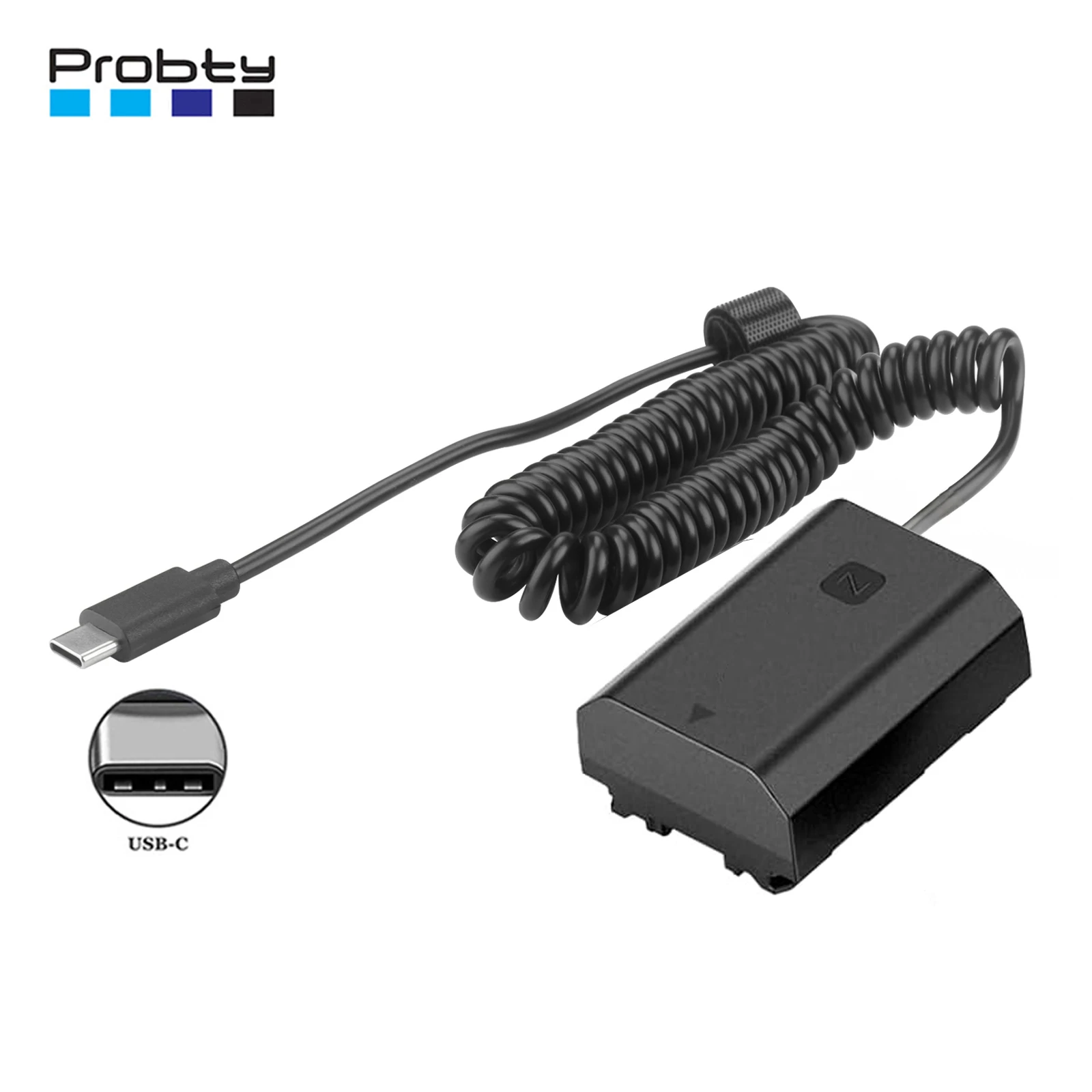 Probty PD USB-C 9V/12V NP-FZ100 Dummy Battery DC Coupler for Sony FX3 FX30 ZV-E1 A1 A6600 A6700 A7III A7IV A7C A7CII A7CR