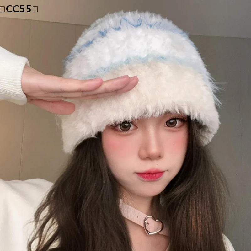 Autumn And Winter Plush Thick Cold-proof Wool Hat Warm Ear Protection Knitted Hat For Women〔CC55〕