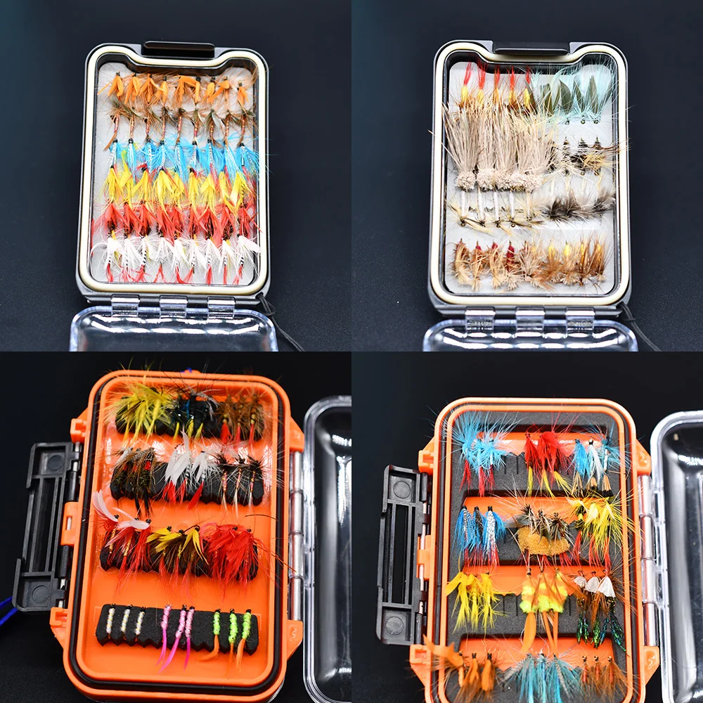 MNFT 40/54/72Pcs Outdoor Planet Waterproof Fly Box with Dry/Wet/Nymph/Streamer Trout Fly Fishing Flies Lure