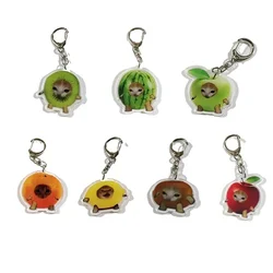 7 Pcs Funny Cartoon Food Friut Head Resin Colorful Keychains for Women Men Car Backpack Bags Ornament Fashion Accessories Sets J