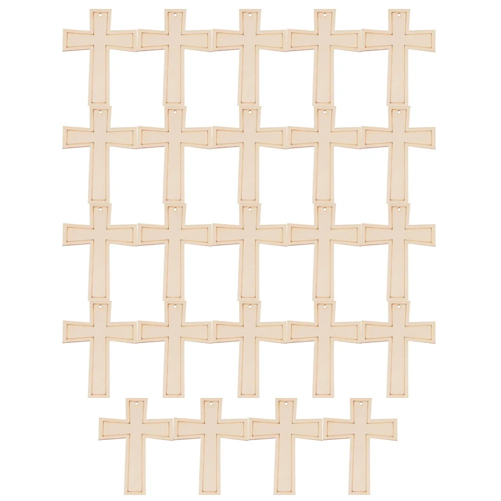 24개 나무 벽걸이 십자가 디자인 미완성 나무 조각 DIY 공예 어린이 그림 장식 홈 데코 파티 용품