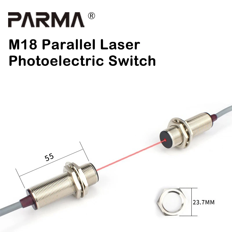 M18 Collinear Laser Sensor With Adjustable Optical Dwitch For Infrared Sensing And Visible Light Detection