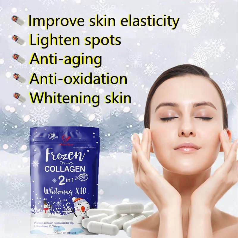 Frozen Collagen Peptide 2in1 Capsules Skin Beautifying Collagen Reduce Wrinkles supplements Open Pores 60 Pcs