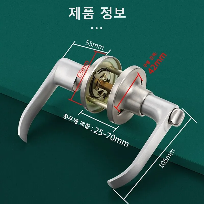Three Bar Door Handle Zinc Alloy Indoor Door Handle Mute Handle Keyless Bathroom Handle image 2