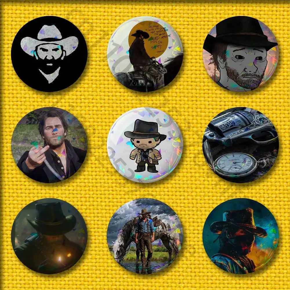 R-Red D-Dead Redemption Morgan RDR2 Badges 75mm 25mm 44mm 32mm 58mm Round Pin Brooch Souvenir Clothes Cosplay Gift Accessories