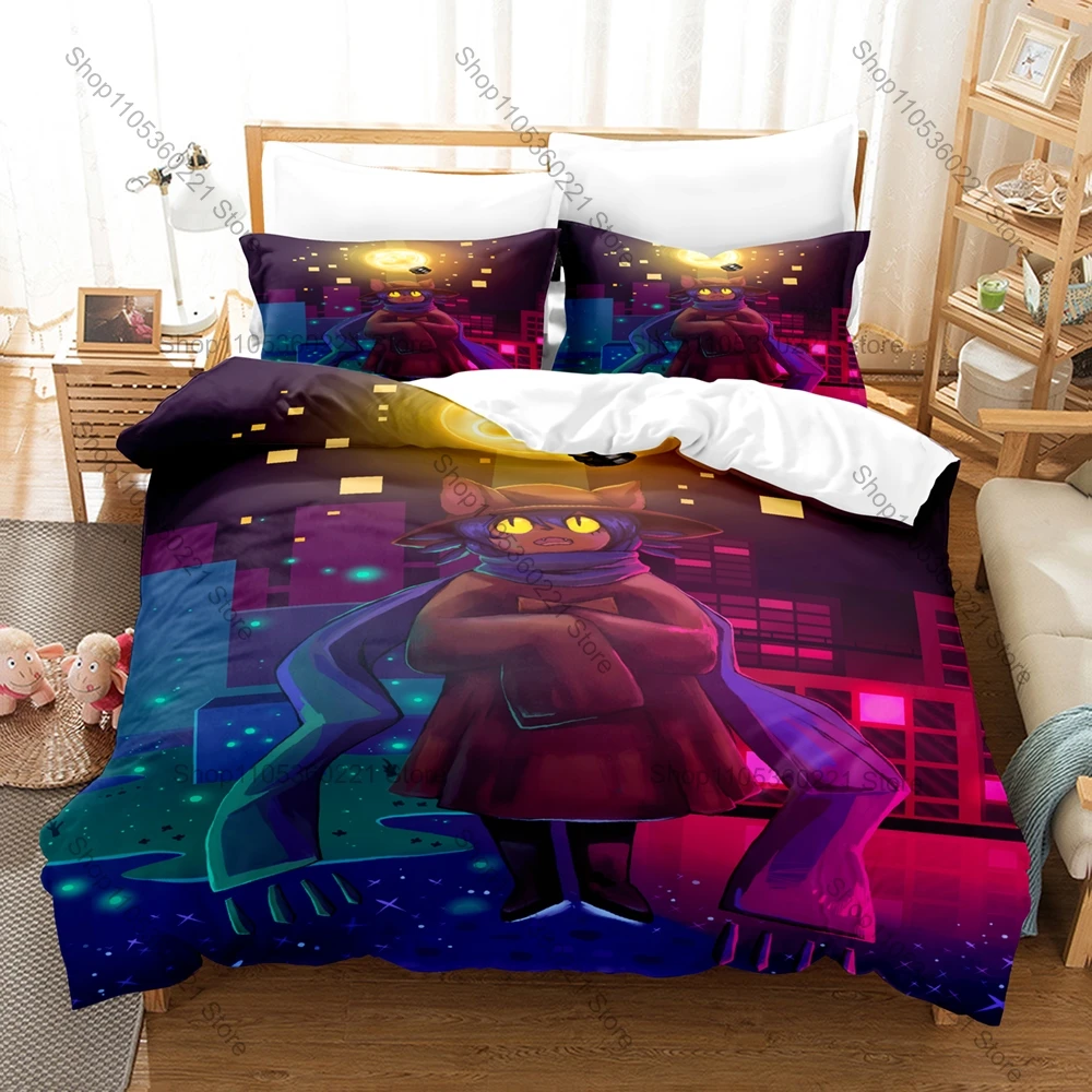 Niko Oneshot Fan Merch Duvet Cover + 2 Pillowcases, Unique Game Art Print Bedding Set Comfortable Textile for Gaming Collectors