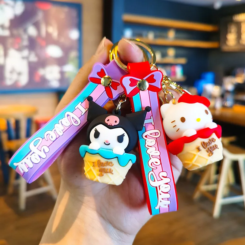 

Ice Cream Cone Sanrio Keychain Kurumi Doll Machine Decoration Small Gift Bag Car Gift Personalized Gifts Y2k Fashion Toys