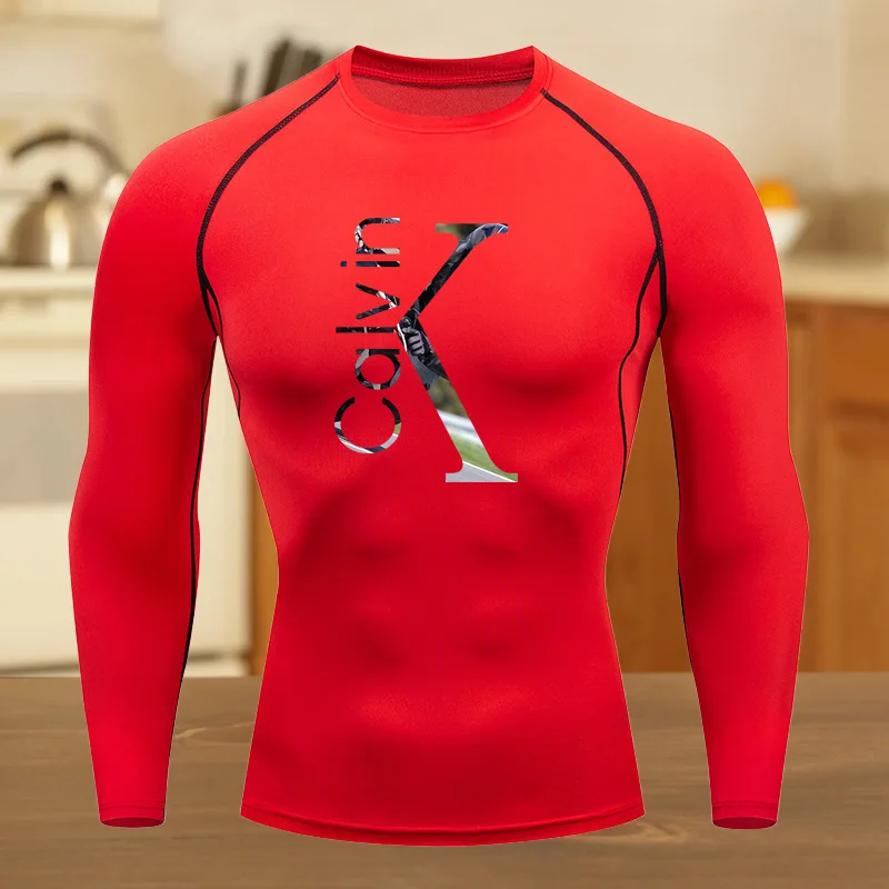 تي شيرت للياقة البدنية مريح للرجال للجري جرافيك قابل للتنفس بقصة ضيقة، تي شيرت صيفي للصالة الرياضية والركض والتدريب، بدلة لياقة بدنية مرنة #2