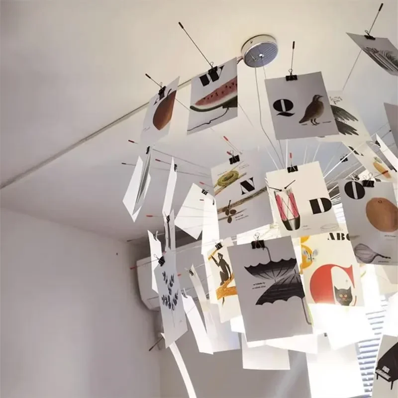 2025 New Minimalist Zettel Card Lamp Creative Decoration Card Pendant Lamp for Living Room Bedroom Study