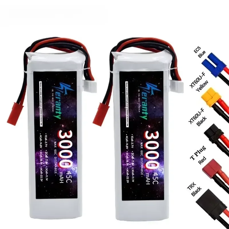11.1V 3000mAh 3S 45C Lipo Battery With XT60 DEANS T XT30 JST Plug For RC Airplane Quadcopter Drone FPV Boat Helicopter Car