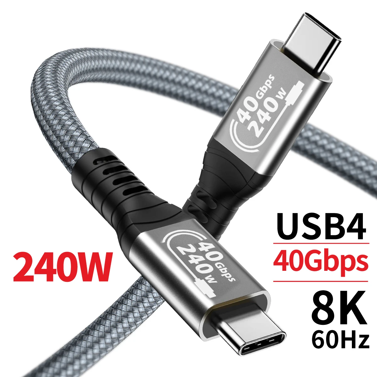 USB4 240W 40Gbps Type-C Full-Featured Data Cable, Ultra-Fast Charging and 8K Video Display, For Thunderbolt 4/3, iPhone 17/16/15