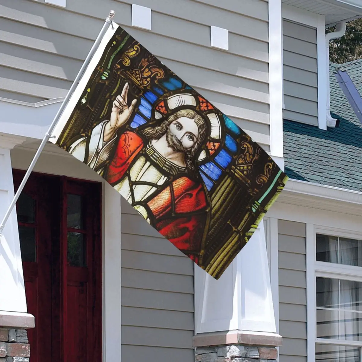 Christian God Bless Flags Double Sided Indoor Outdoor Banner Traditional Religion of Jesus All Weather Hanging Decoration