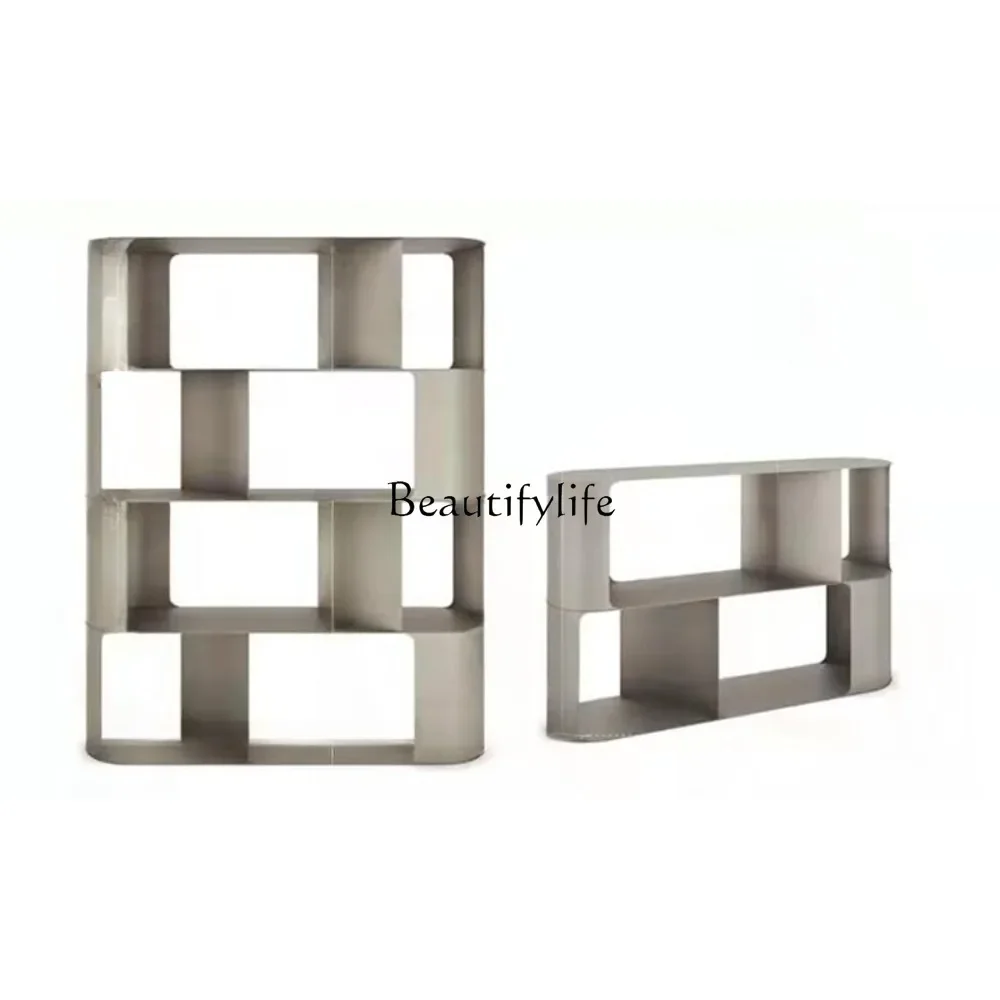

Italian Metal Bookcase Bookshelf Simple Modern Display Hallway Stainless Steel
