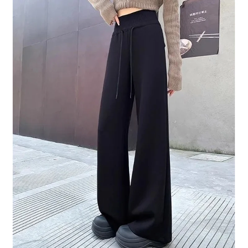 

Solid Casual Sweat Pants Women American Basic Simple Slim High Waist Straight Loose Bottom Spring Autumn New Trousers Sweatpants