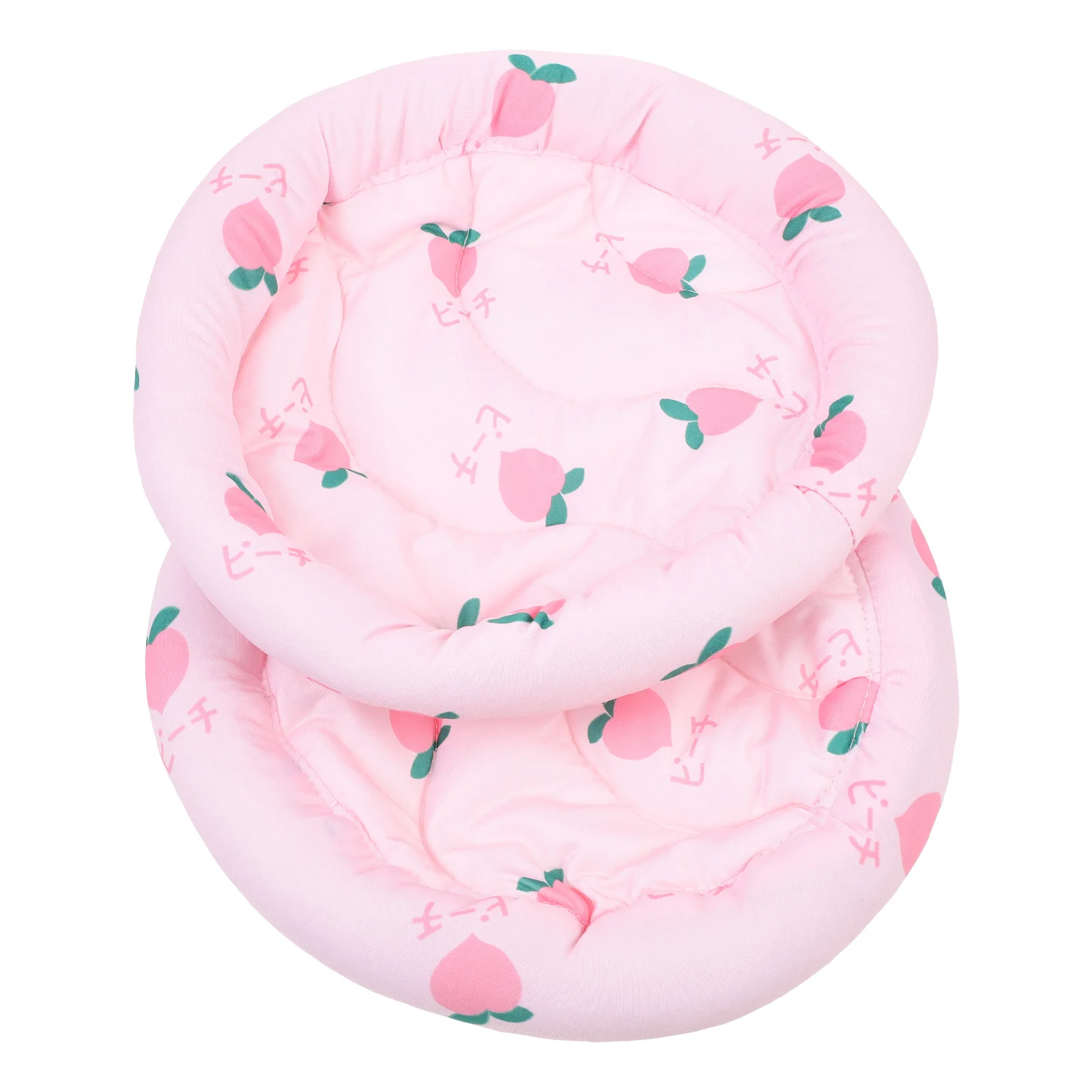

2 Pcs Pink Cherry Ice Silk Pet Mats for Hamster Rabbit Bedding Cooling Donut Shaped Non Slip Thickened Summer Pet Supplies