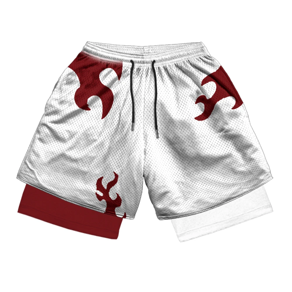 Stylish 2 in 1 Workout Running Shorts for Men Gym Athletic Breathable Quick Dry Shorts Summer Casual Anime Shorts with Pockets image 3