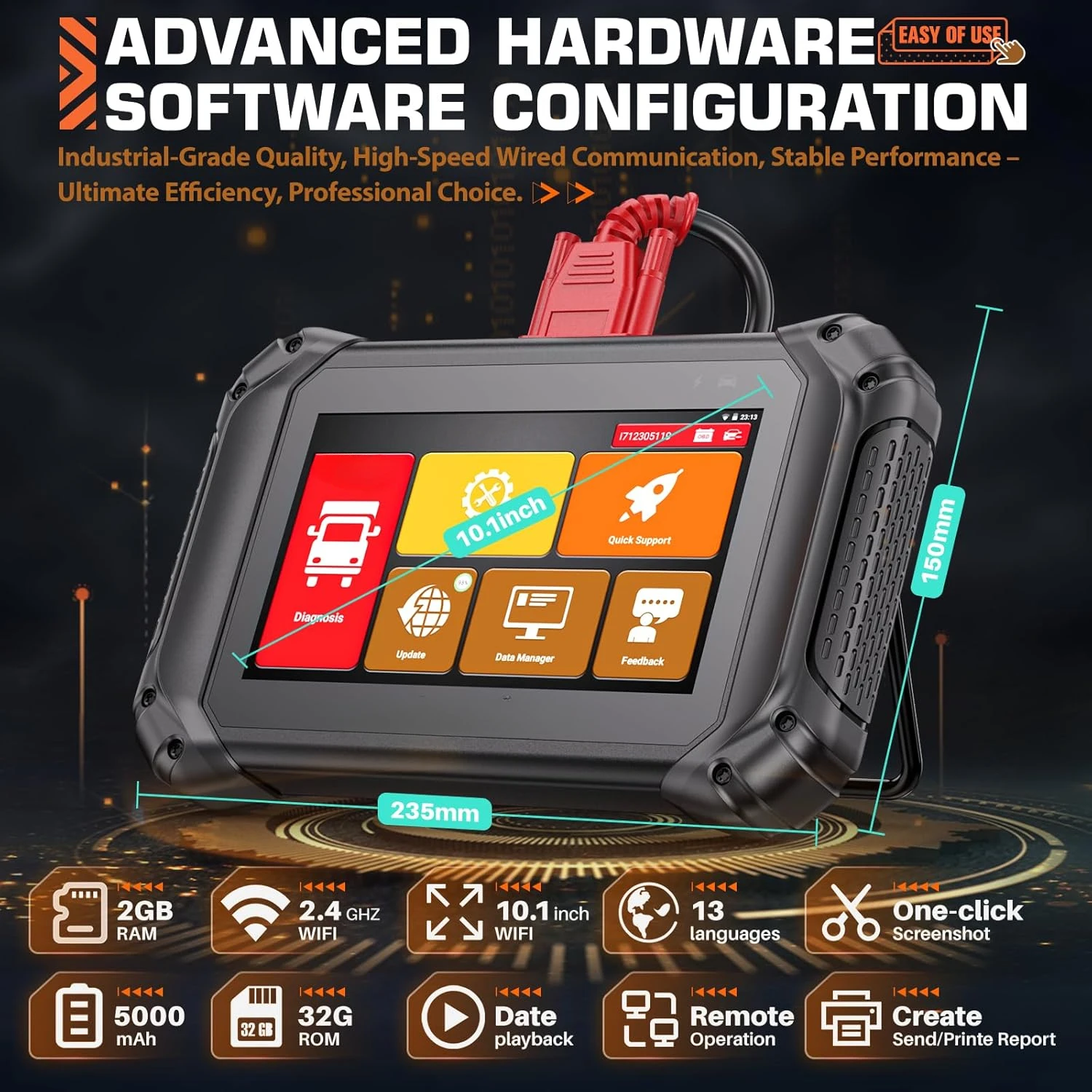 V5 HD Heavy Duty Truck Scanner,2024 Elite Bidirectional Diesel Diagnostic Scan Tool,40+ Resets Full System Diagnostic