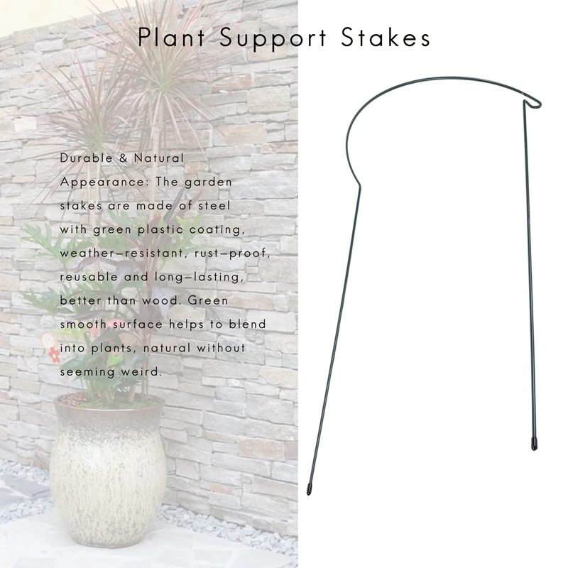 

INW-0e4 Pack Plant Support Stake Metal Garden Plant Stake Green Half Round Plant Support Ring Plant Cage Plant
