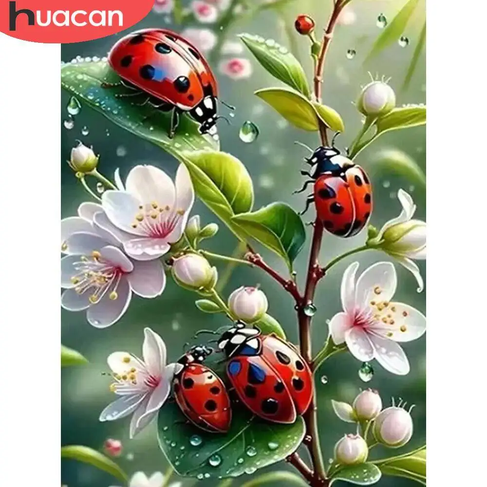 HUACAN 5d Diamond Painting Ladybug Mosaic Pictures Rhinestones Diamond Embroidery Animal Full Square Round Drill Home Decor