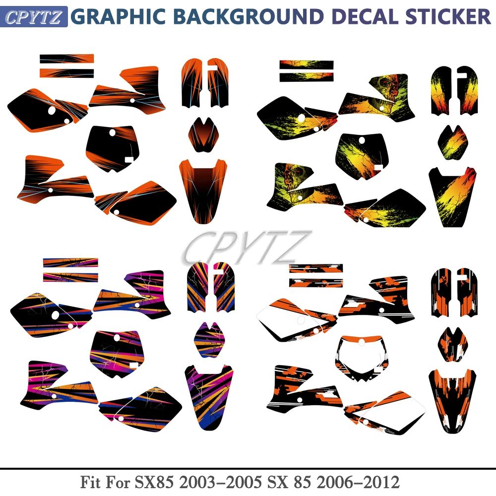 Fit For SX 65 SX65 2002 2003 2004 2005 2006 2007 2008 Motorcycle Graphics Background Stickers Decals Kit
