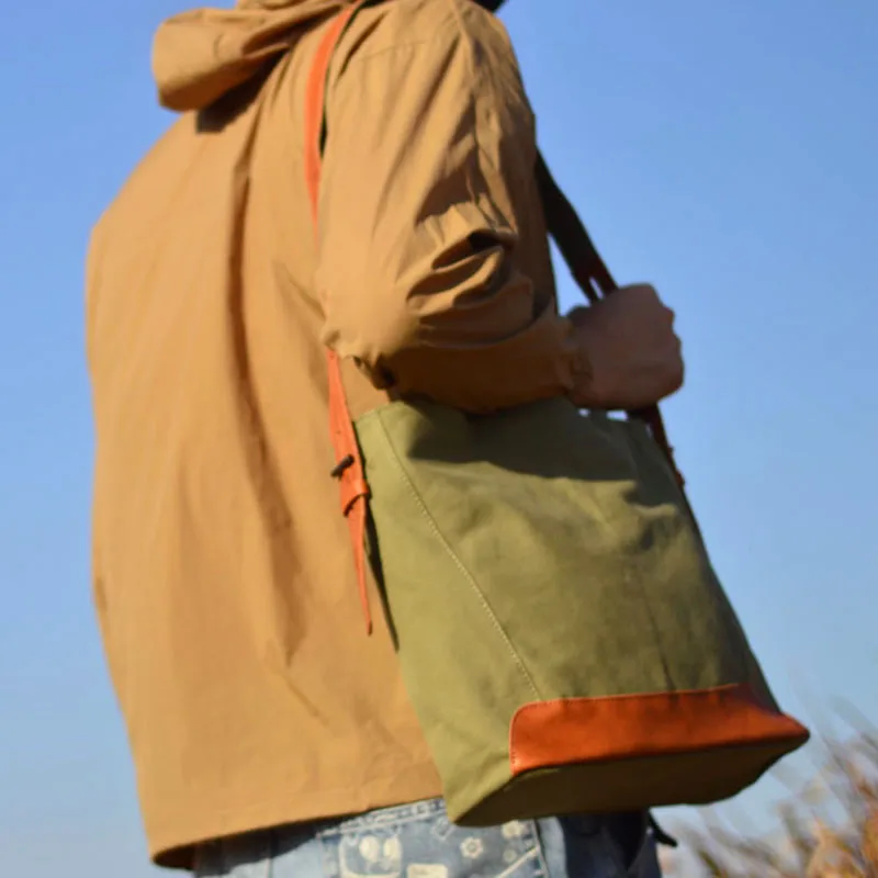 حقيبة كتف من القماش الكتاني الأدبي والرجعي من AETOO حقيبة كتف ذات سعة كبيرة للرجال كاجوال يوم بسيط